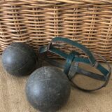 Petanque balls in their strap bag