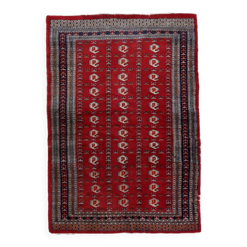 Tapis vintage ouzbek Boukhara fait main en laine – 126 x 195 cm – 1960s