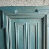 Pair Old Patinated Door Blue Aubusson Wooden Door Deco