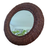 Woven rattan mirror