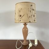 Pink alabaster lamp and dried flower lampshade 1970