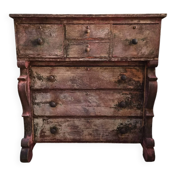 Antique French painted shop commode, poplar and pine, circa 1850–1900