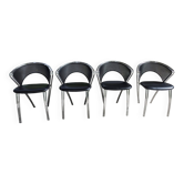 Set of 4 postmodern chairs with chrome and perforated mesh, Italy, 1980.