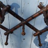 Wooden bistro coat rack with hat holder