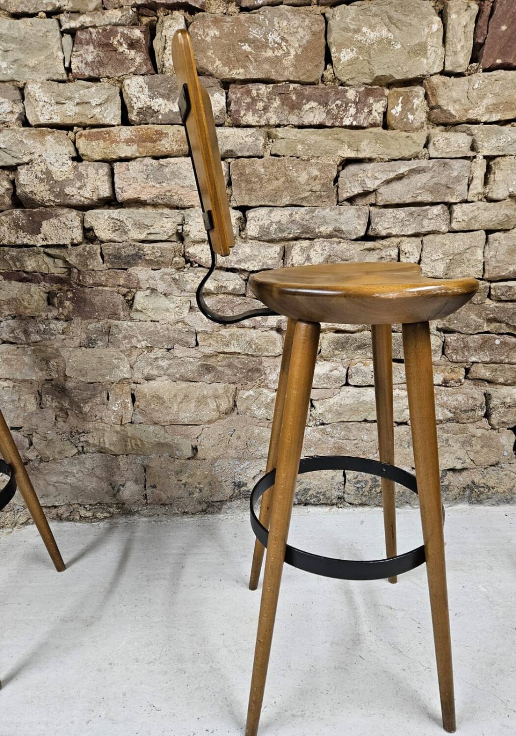 Lot de 3 tabourets de bar 1970 vintage