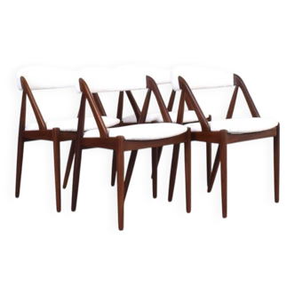 Teak & Boucle Chairs Model 31 by Kai Kristiansen for Schou Andersen, 1960s,
