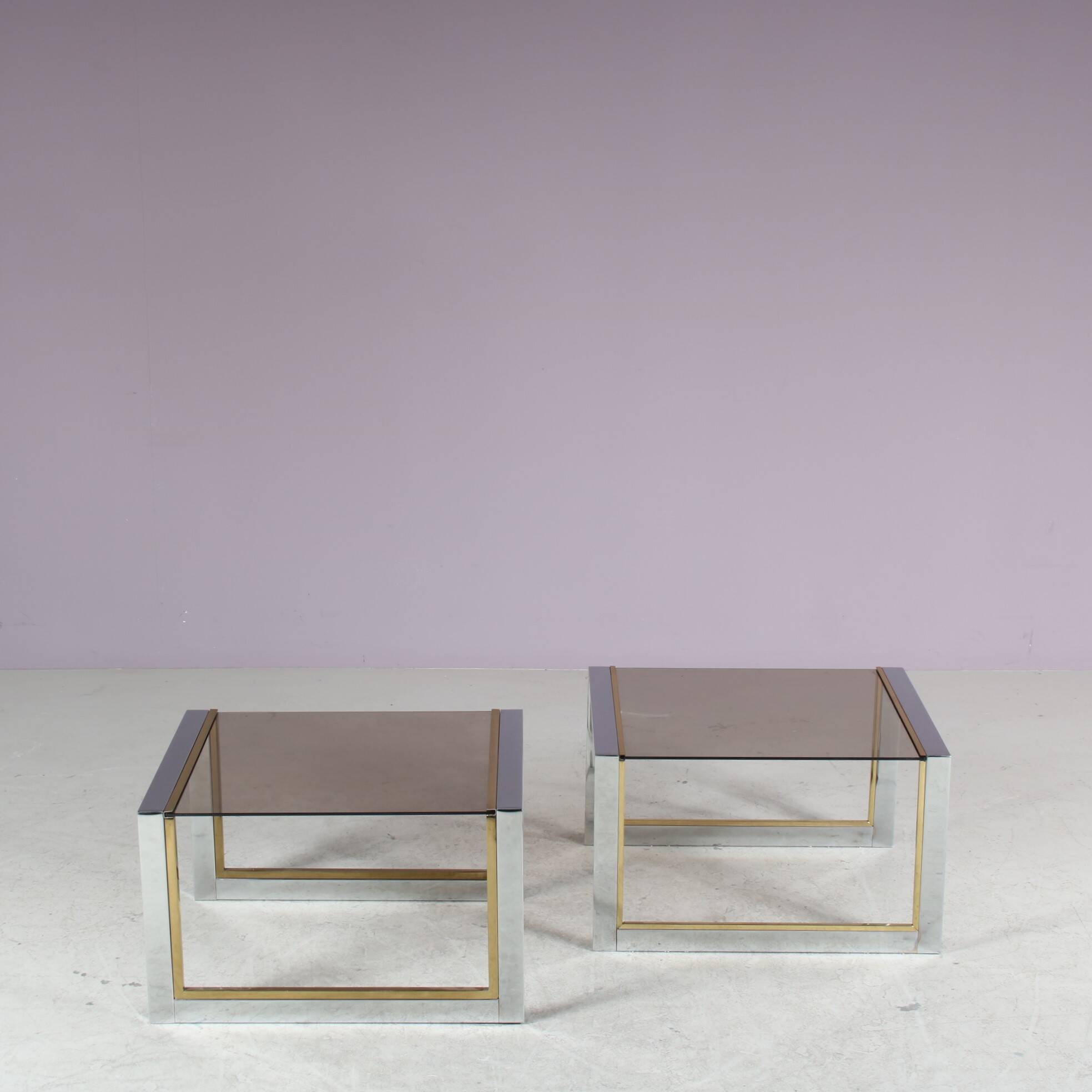 1970s Pair of side tables by Belgo Chrom, Belgium
