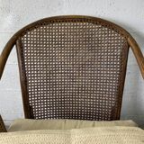 Colonial armchair in wood and canework