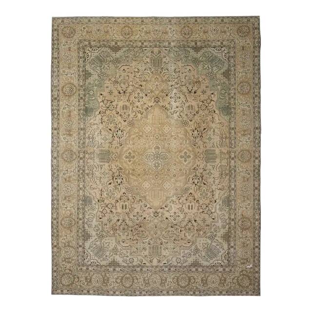 1970s Vintage Persian Handknotted Wool Orange Oversize Area Rug 286X380