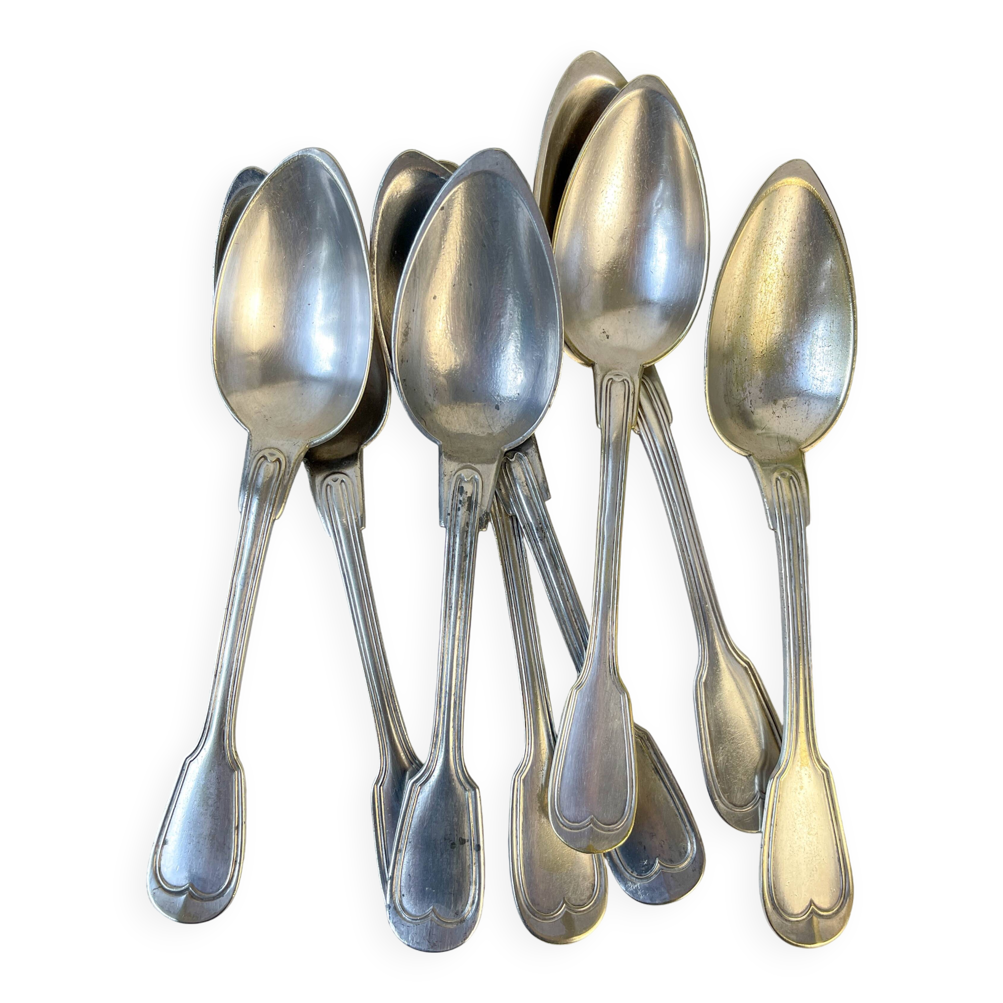 Set of 8 vintage silver plated soup spoons