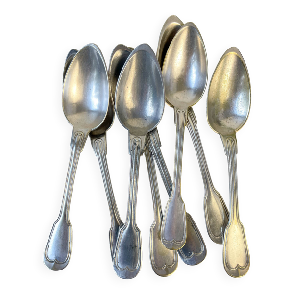 Ensemble de 8 cuillères à soupe vintage en métal argenté