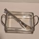 Crystal butter and silver metal with butter knife