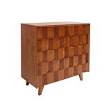Mid Modern Style Faceted Oak Sideboard with Glass Shelf, Suitable as a Bar