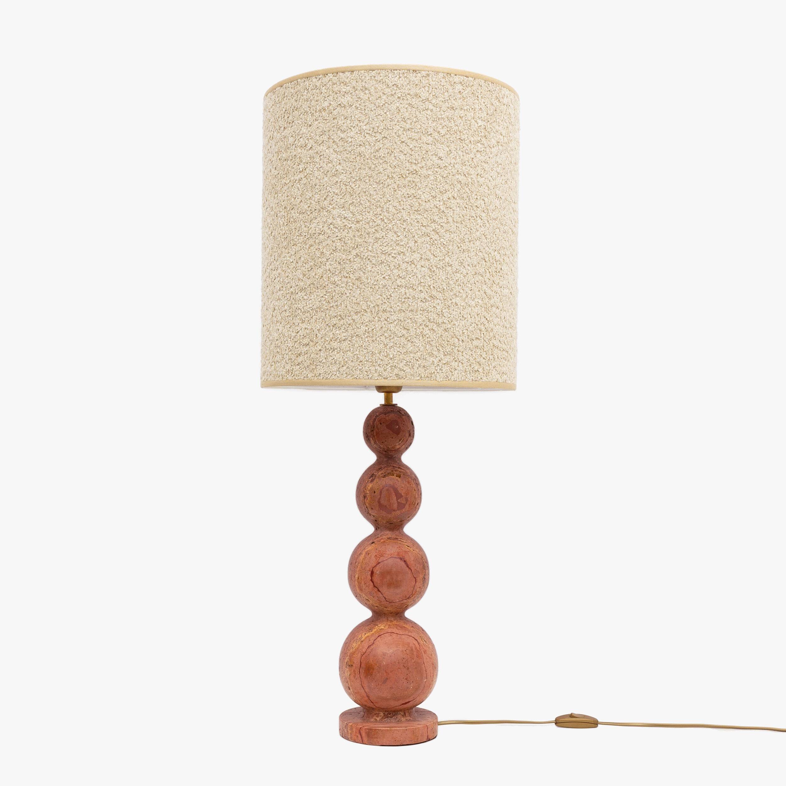 Pair of Italian Modern Red Travertine Sphere Lamps