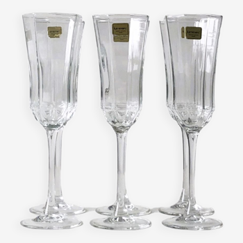 Set of 6 champagne flutes LUMINARC Octime, glassworks of Arques in France / Wedding / Events