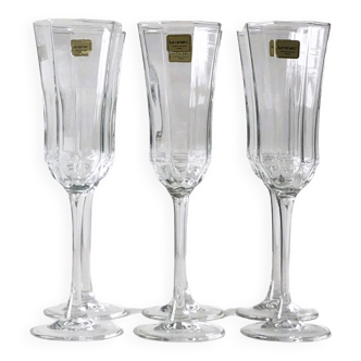 Set of 6 champagne flutes LUMINARC Octime, glassworks of Arques in France / Wedding / Events