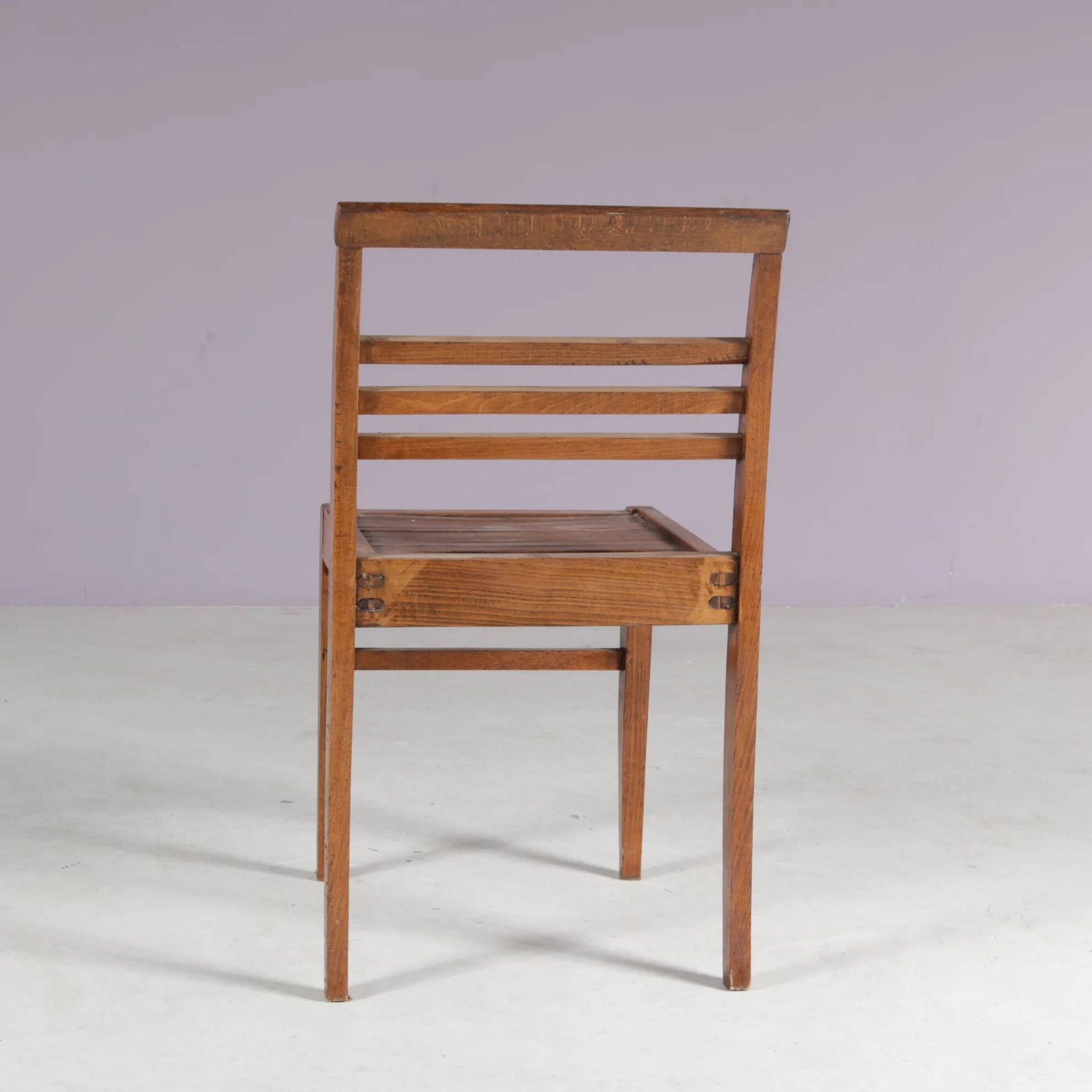 1950s side chair in beech wood by René Gabriel, France
