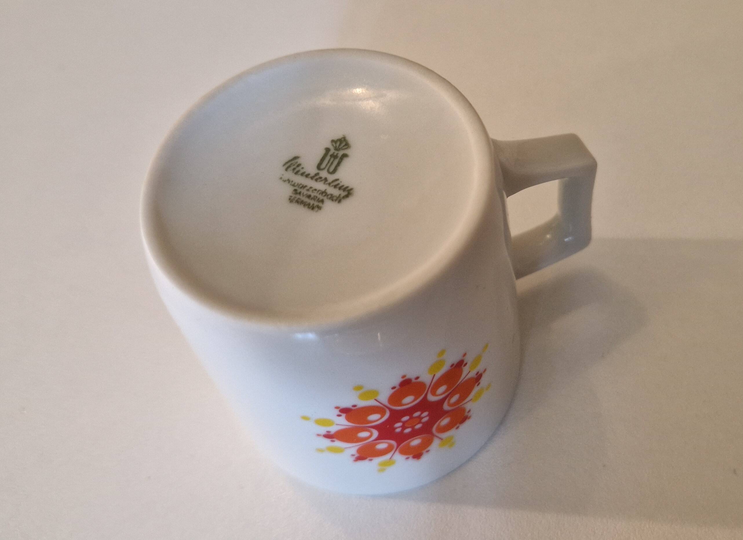 Coffee set 4 cups and saucers, vintage porcelain 1970