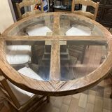 Table ronde bois et verre