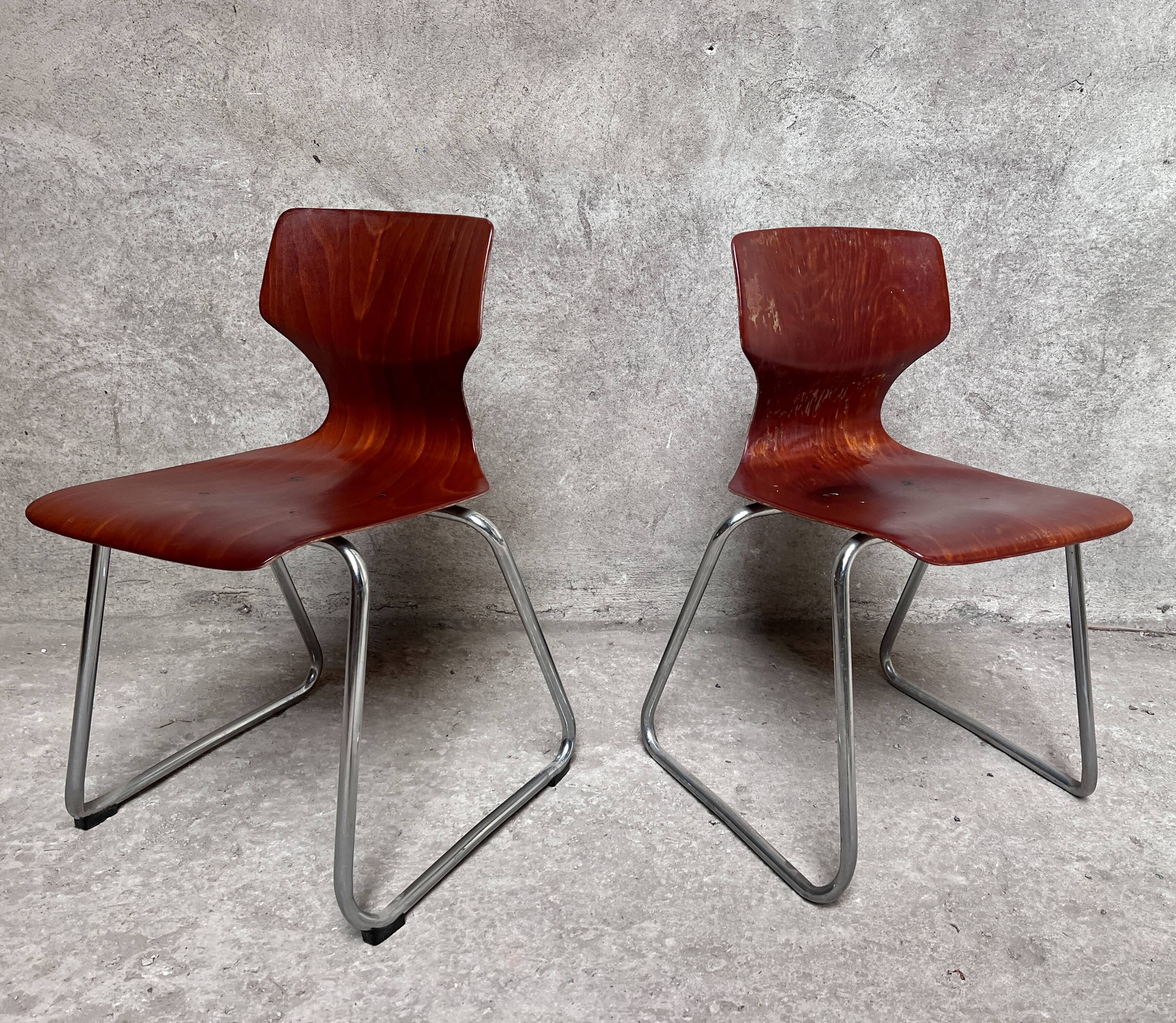 pair of vintage Flötotto chairs in pagwood 1970