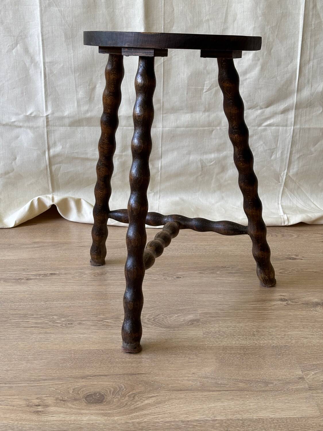 Turned wooden tripod stool 1950