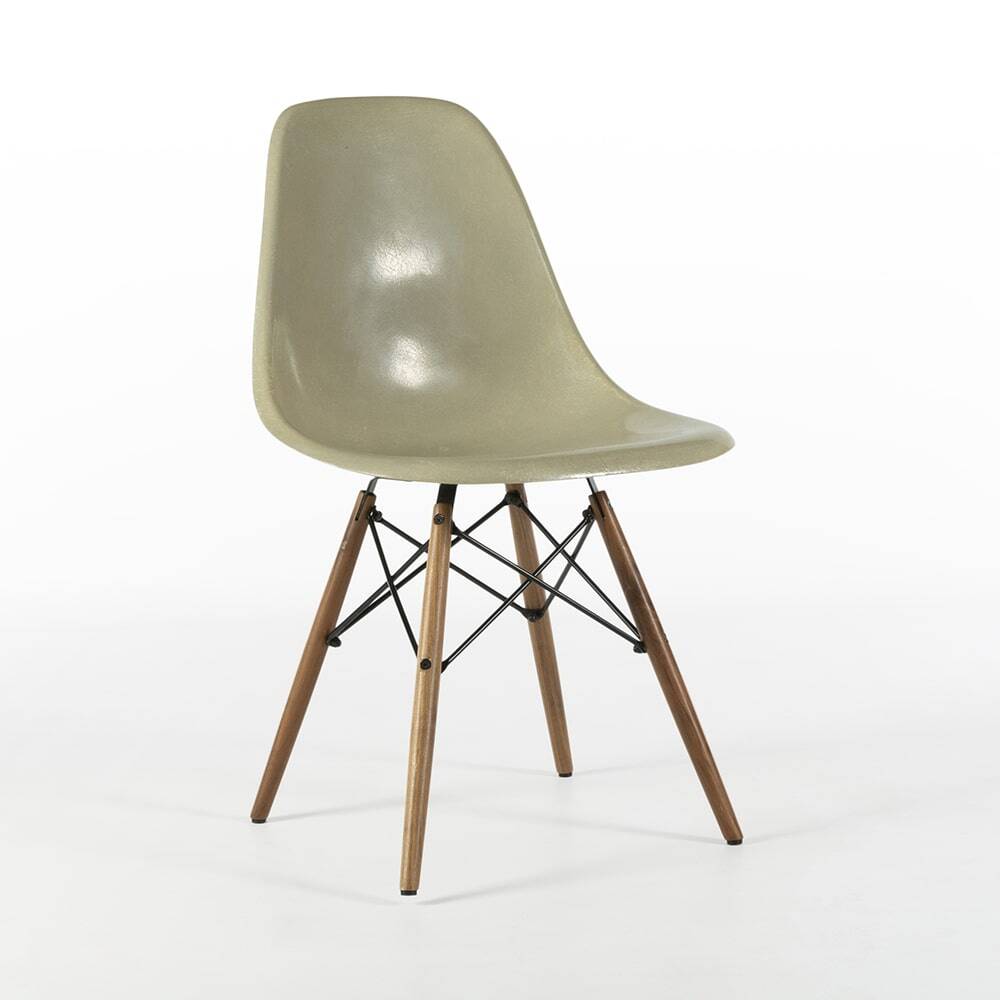 Chaise à coque latérale Eames DSW originale vintage gris jaune Vitra