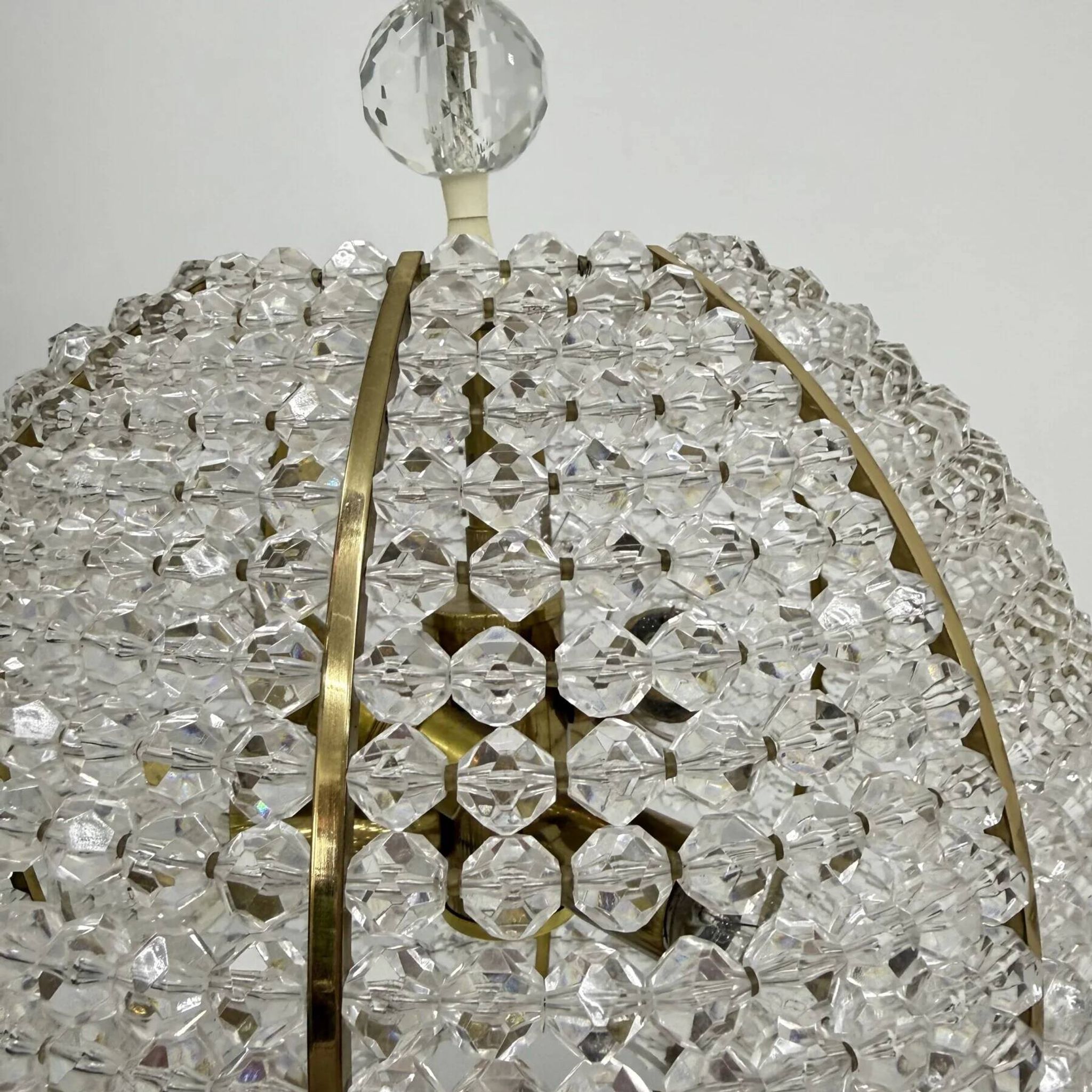Brass & acrylic ball hanging lamp pendant by Emil Stejnar, 1950s