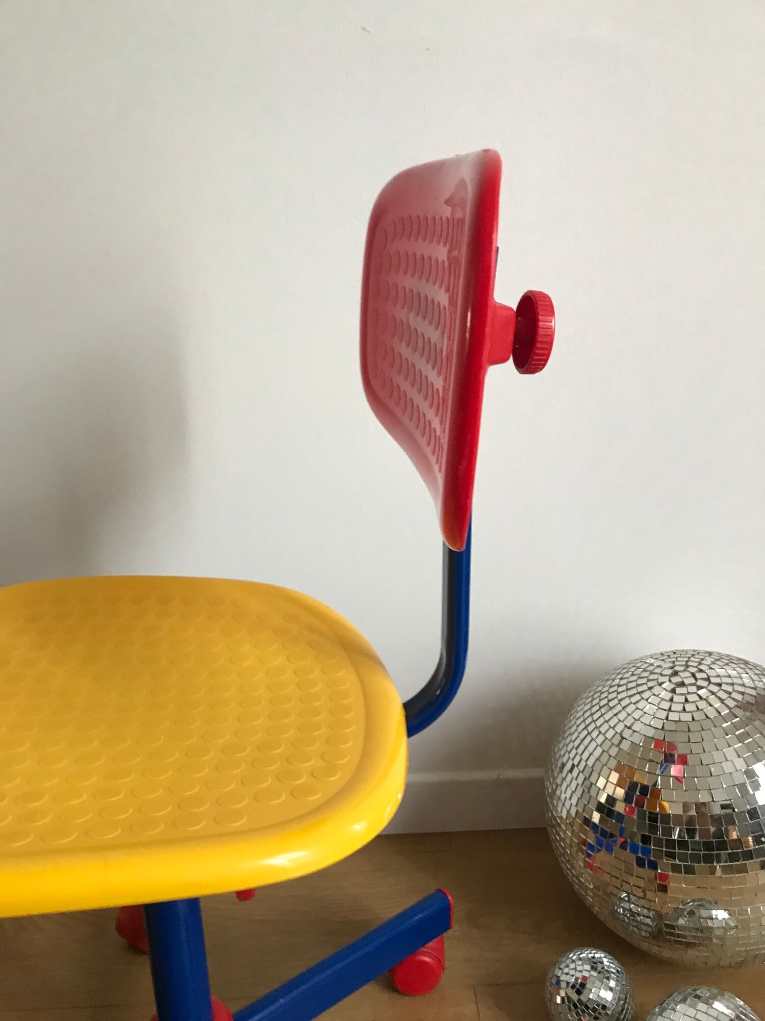 Wheeled office chair for children by ikea, "memphis style", 90s