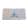 Old flat sheet embroidered hand basket blue flowers 280x210
