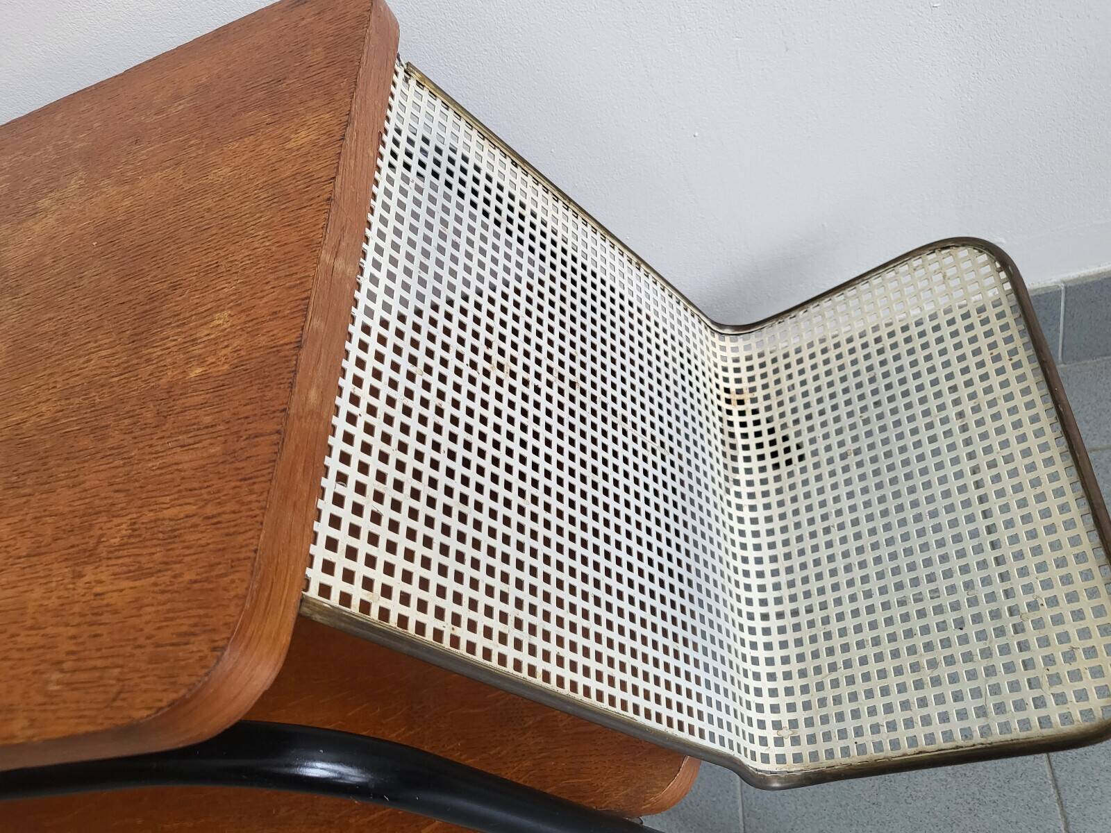 Vintage 1950 coffee table magazine rack in steel & beech 50s rockabilly zazou