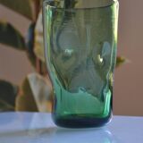 green glass vase Murano or Empoli Italy 1960