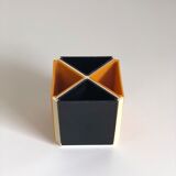 Black and orange plastic compartment pencil pot, 1970