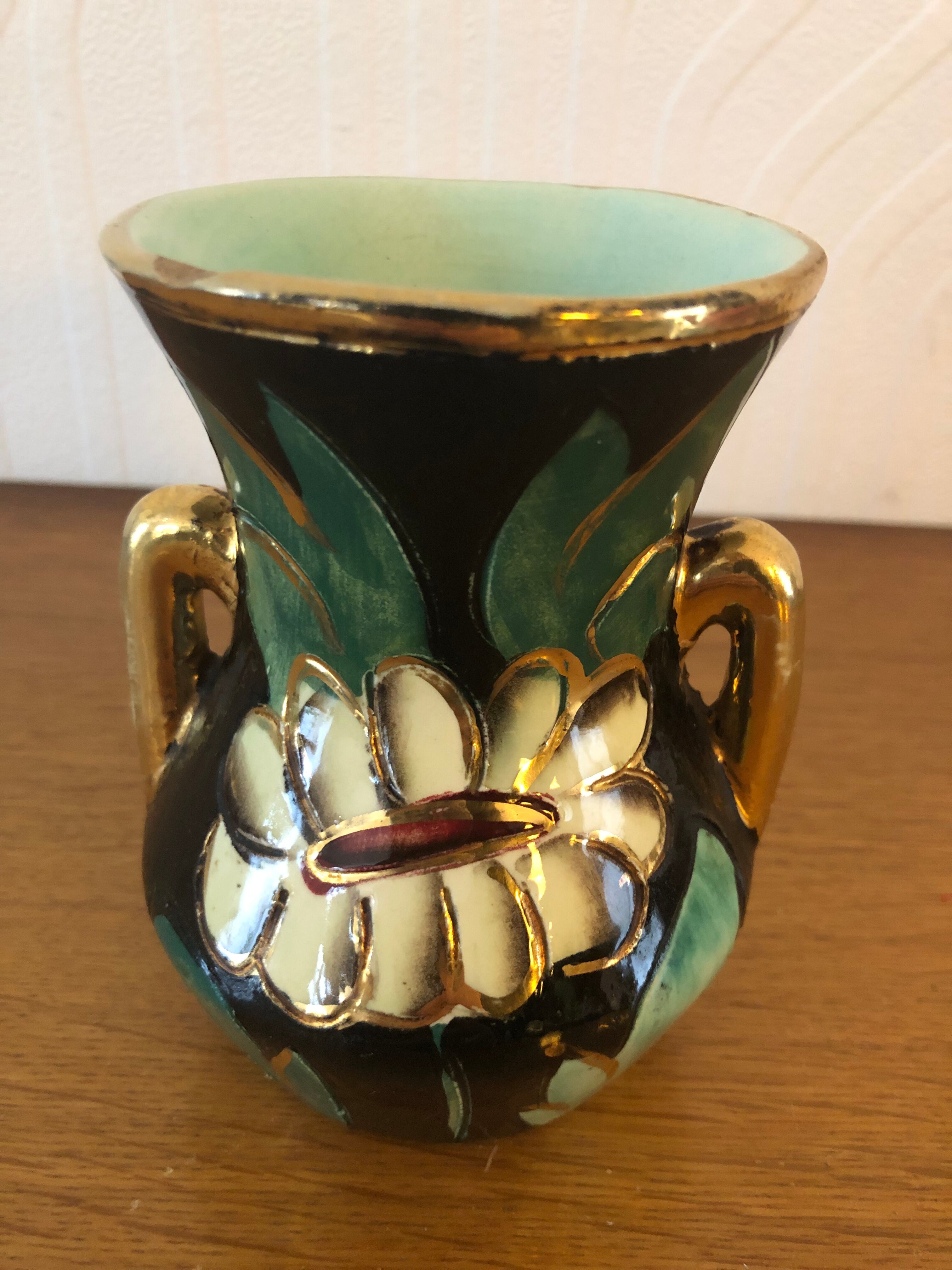 Vase art deco signed vallauris hand decorations