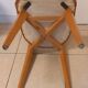 Set of 4 vintage chairs in solid beech and caramel faux leather.
