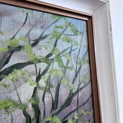 Vintage original forest landscape oil painting, circa 1960s