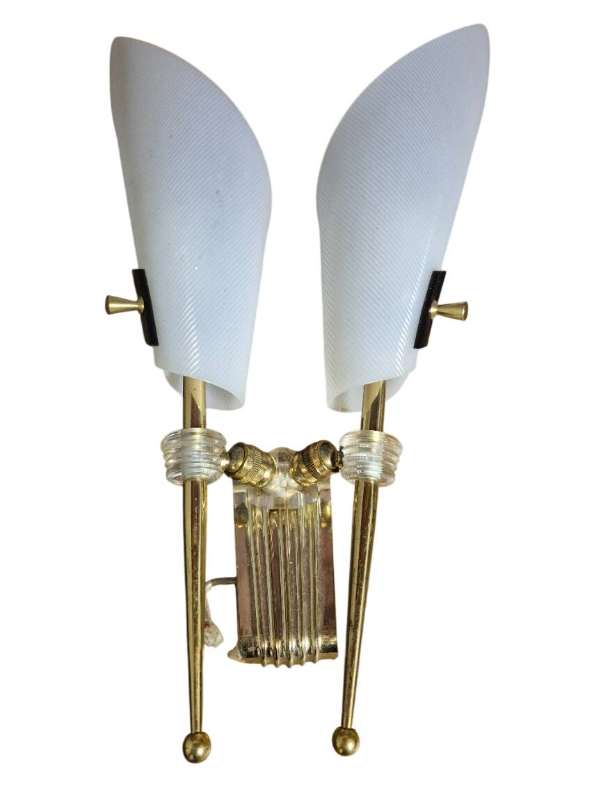 Vintage 1950s butterfly wall light pairs by Arlus.