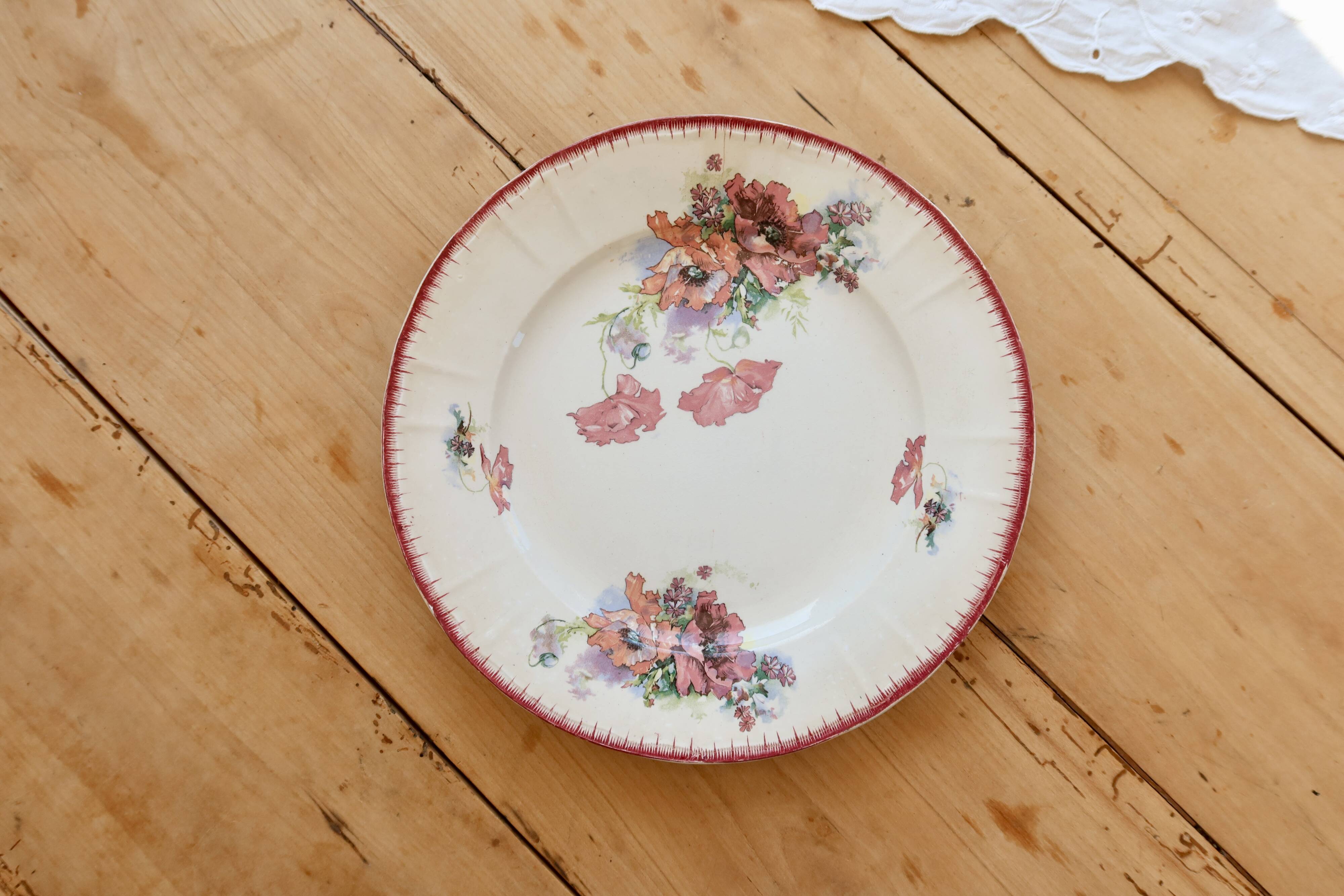 Polychrome ironstone plate from Saint-Amand and Hamage, Poppies model.