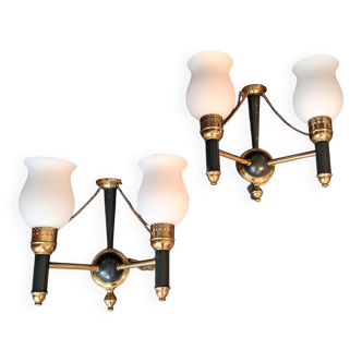 Pair of two-light sconces from Maison Lunel 1960.