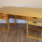 Vintage architect's desk in light wood circa 1970