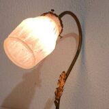 Art nouveau swan neck and tulip glass lamp