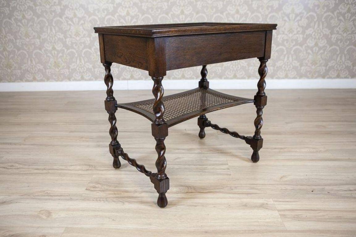 Oak Side Table in Dark Brown, 1930s