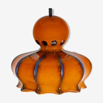 Orange and blue ceramic "octopus" pendant lamp