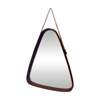 Vintage triangular teak mirror