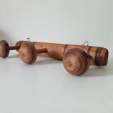 Antique folk art wall coat rack from the 50s