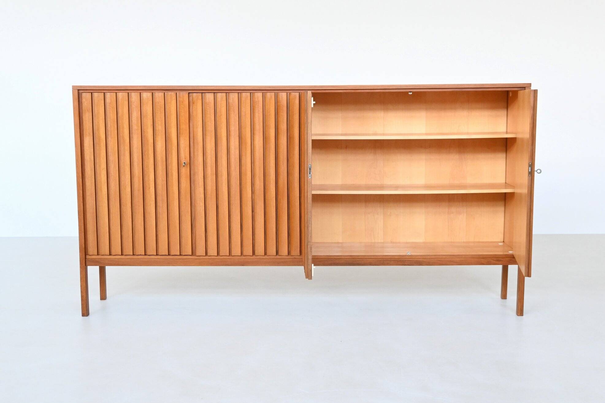 Leo Bub symmetric highboard in walnut XL Bub Wertmobel Germany 1960