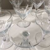 Set of 10 Saint Louis faceted crystal wine glasses