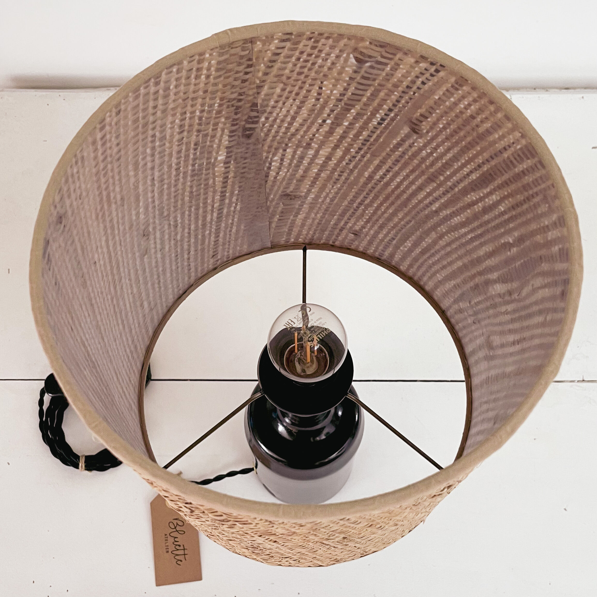 Sandstone and rabane lamp