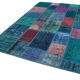 Handwoven oriental overdyed 200 cm x 295 cm blue patchwork carpet