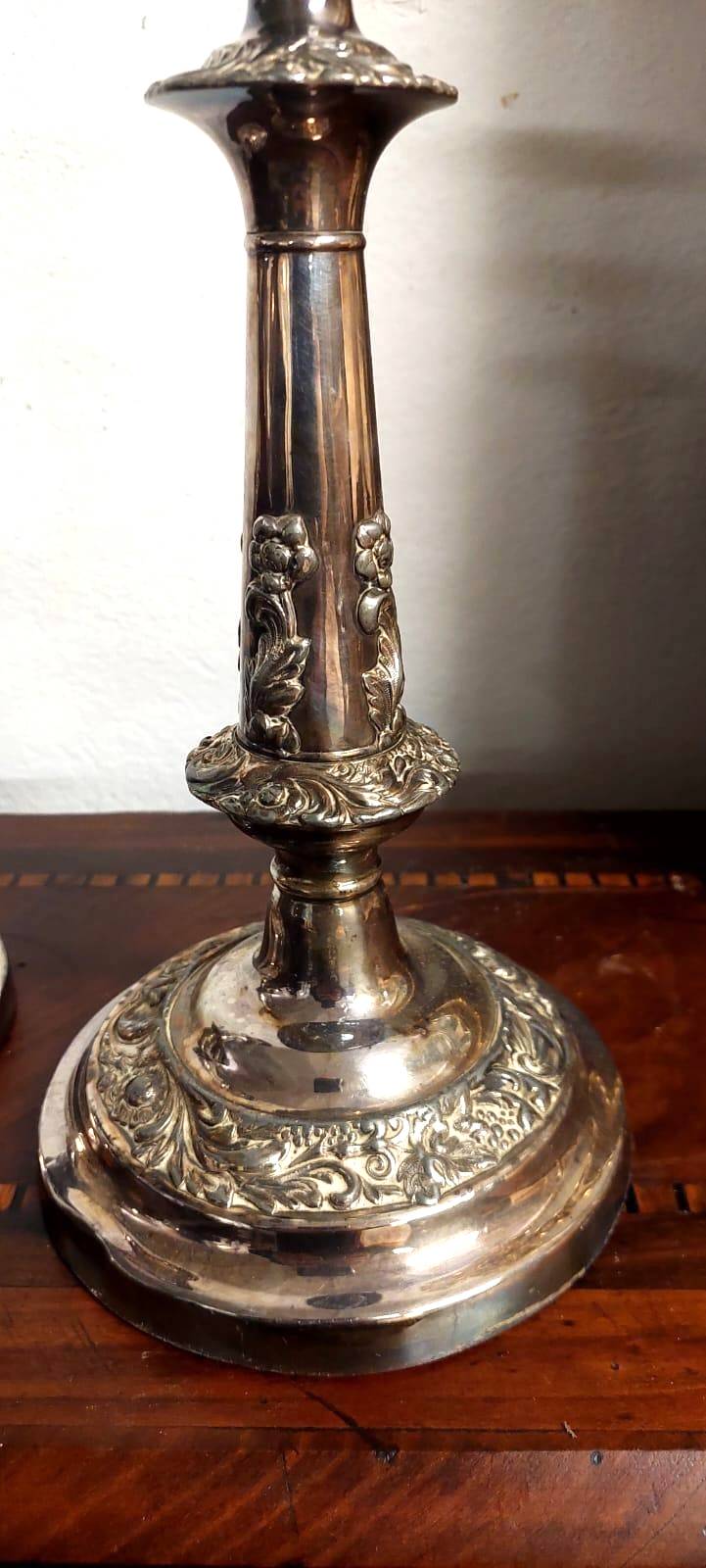 Pair of antique silver candelabras, first half of the 20th century