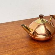 Metal and teak teapot from the mid-century, 1960s.